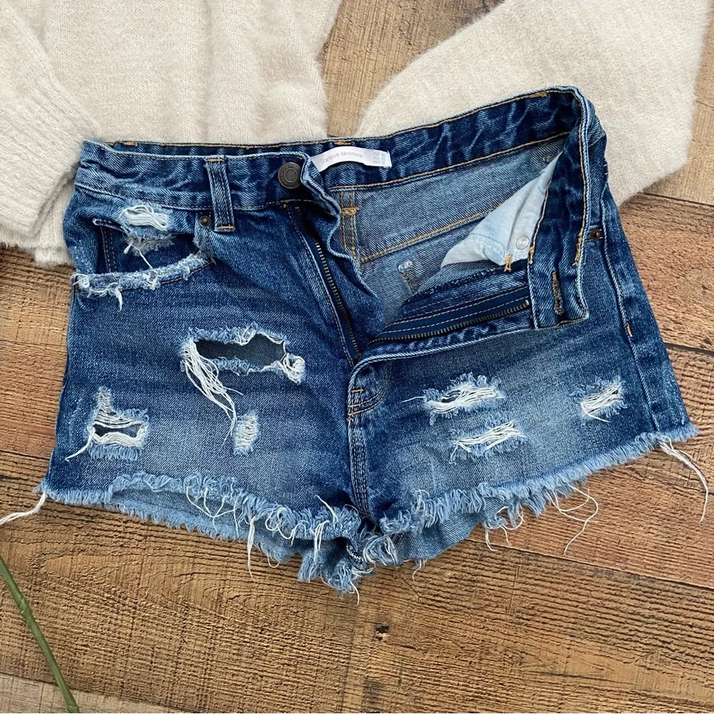 SHORTS Denim Jean Cutoffs ZARA Trafeluc Destroyed Denim SHORTS